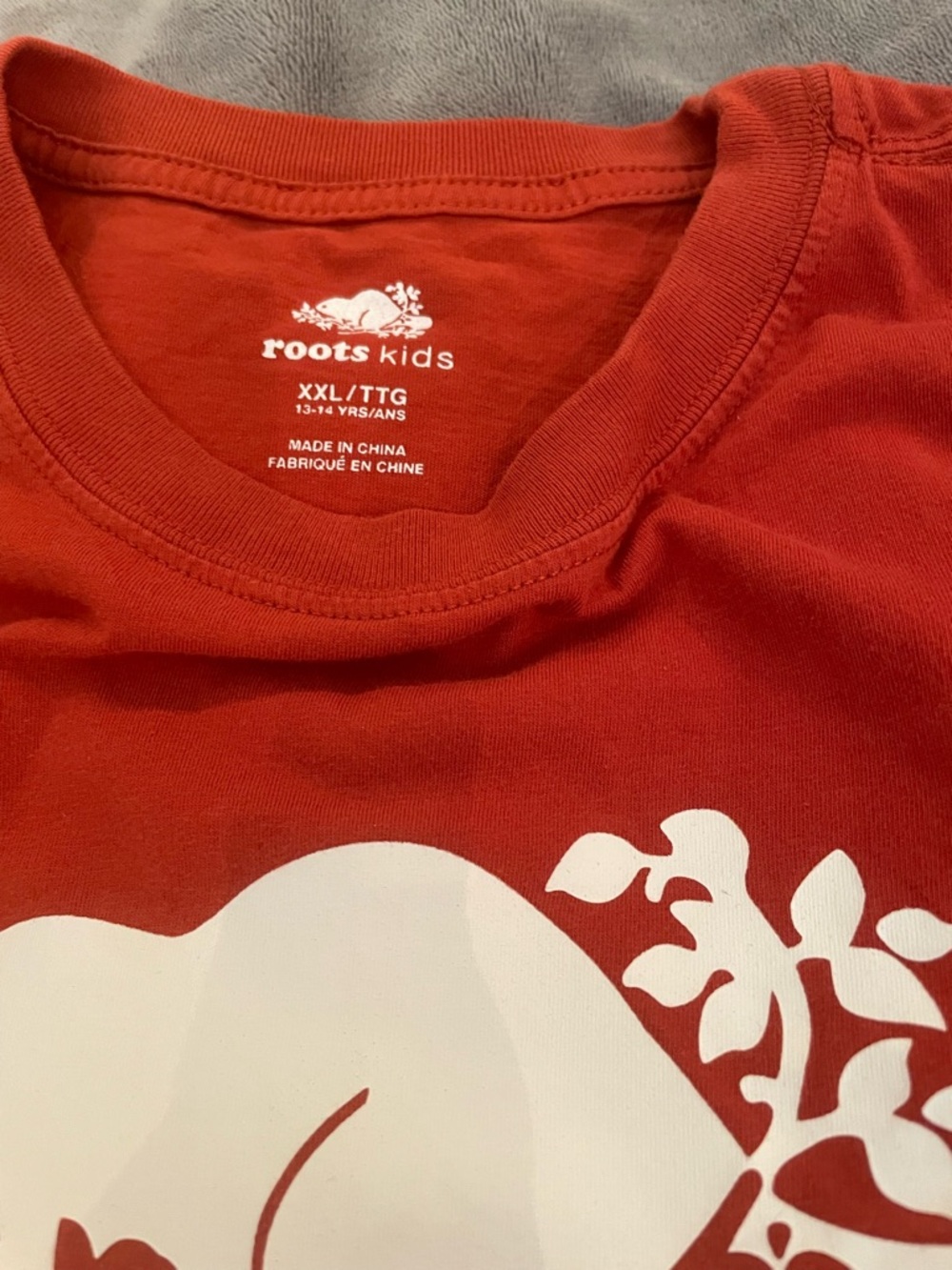 Roots Kids Long Sleeve Tee in Orange with White Beaver Logo - Picture 3 of 3